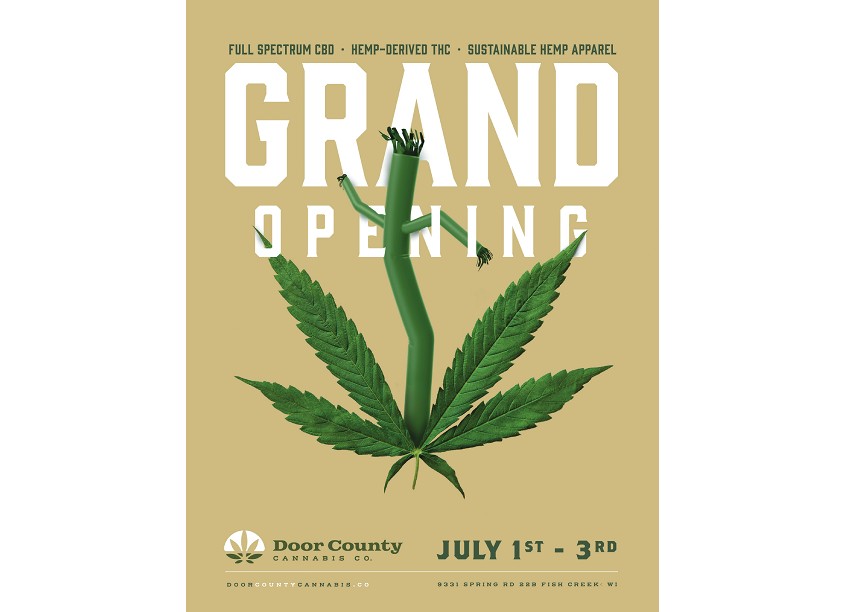 Door County Cannabis Co. Grand Opening Poster — Cannabis Branding + Logos design — by Jorel Dray Design — 2023 GDUSA award entry