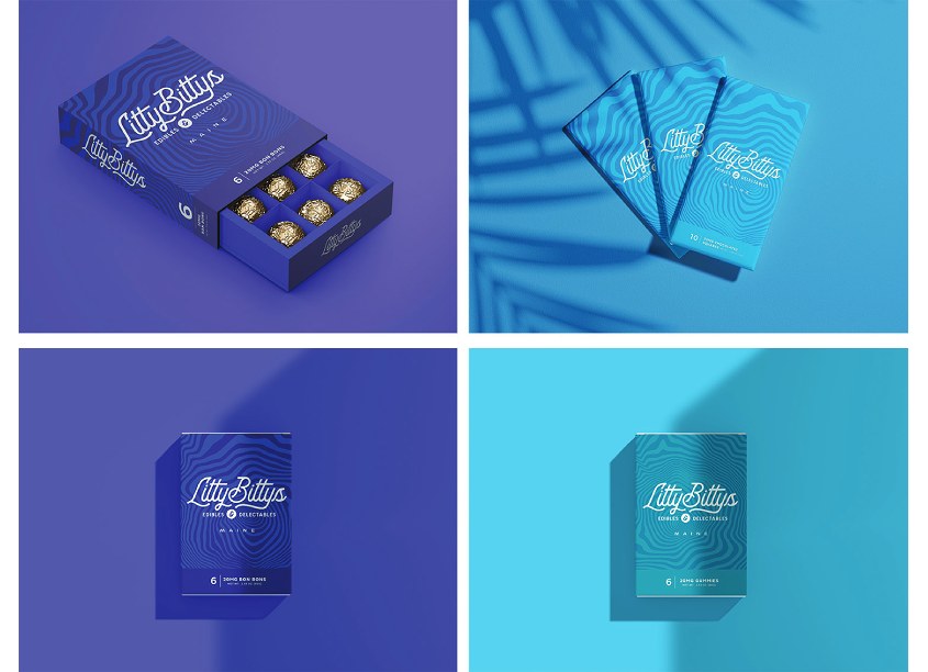 Litty Bitty’s Edibles & Delectables Packaging — Cannabis Branding + Logos design — by Hugh McCormick Design Company — 2023 GDUSA award entry